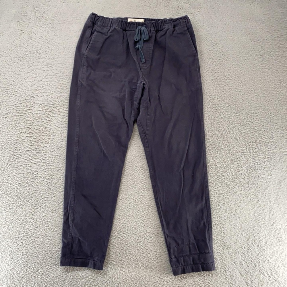 Mollusk Pants Mens Large Blue Cotton Jogger Elastic Waist Tapered Canvas Casual